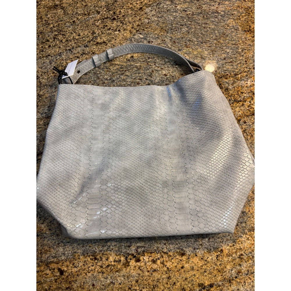 NWT Lulu Dharma Light Grey Snake Skin Hobo Bucket Bag 16"W x 13"H